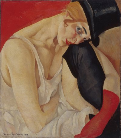 シルクハットの女性、1919年 作： Boris Dmitrievich Grigoriev