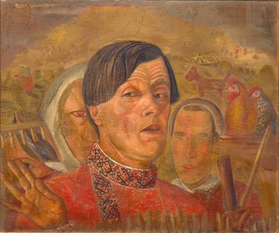 雄鶏と雌鶏の自画像c。 1924 作： Boris Dmitrievich Grigoriev