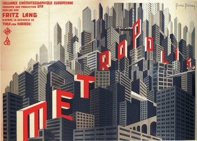 映画ポスター メトロポリス フリッツ・ラング作、1926年 作： Boris Konstantinovich Bilinsky