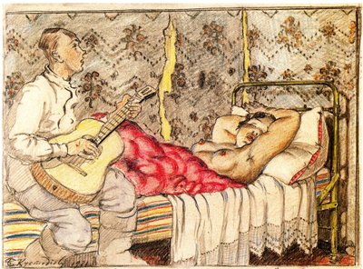 ギターサウンド、1921年 作： Boris Mikhailovich Kustodiev