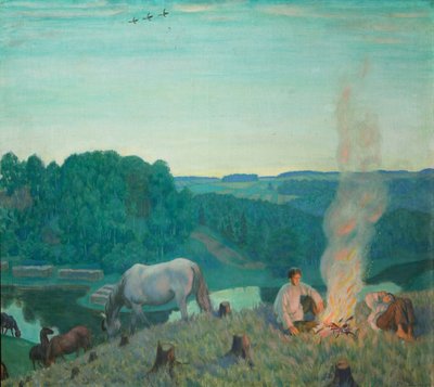 キャンプファイヤー、1916 作： Boris Mikhailovich Kustodiev