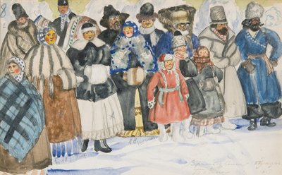オペラのコスチュームデザインA.セロフ作「悪魔の力」、1919年 作： Boris Mikhailovich Kustodiev