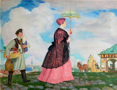 購入した商人女性、1920 作： Boris Mikhailovich Kustodiev