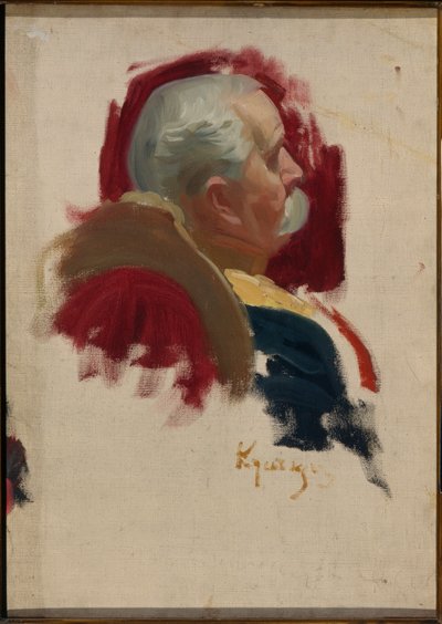 Portrait de Peter Sabourov (1835-1918)、外交官のロシア人 (Peter Alexandrovich Saburov の肖像) - ボリス ミハイロヴィッチ クストディエフ (Koustodiev) によるキャンバスに油彩 (1878-1927) 作： Boris Mikhailovich Kustodiev
