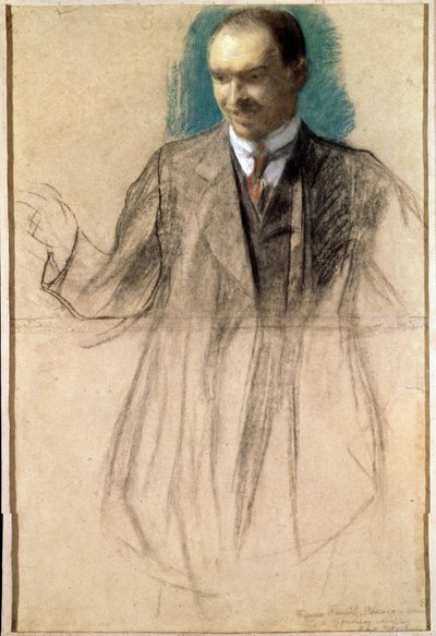 芸術家コウズマ・ペトロフ・ヴォドキン（ペトロフ・ヴォドキン）（1878-1939）の肖像画。 (アーティスト Kusma Petrov Vodkin の肖像)。 Oeuvre de Boris Michaylovich Kustodiev (Koustodiev) (1878-1927)、パステル シュル カートン 作： Boris Mikhailovich Kustodiev