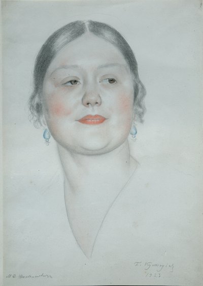 マリアドミトリエフナショスタコービッチの肖像、1923年 作： Boris Mikhailovich Kustodiev