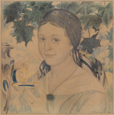マリアショスタコービッチの肖像、1922年 作： Boris Mikhailovich Kustodiev