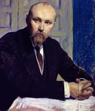 ニコライ・リリッチの肖像（1874-1947）1913（段ボールにパステル） 作： Boris Mikhailovich Kustodiev