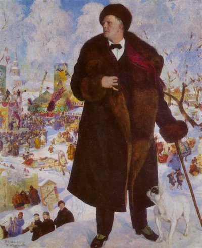 ロシアのオペラ歌手フェオドル・チャリアピンの肖像 作： Boris Mikhailovich Kustodiev