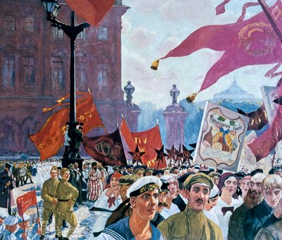1921年のコミンテルンの第2回大会の開会を祝うお祭り 作： Boris Mikhailovich Kustodiev