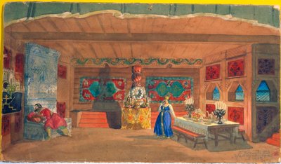 オペラの舞台デザインニコライ・リムスキー＝コルサコフ作「1919年の花嫁」 作： Boris Mikhailovich Kustodiev
