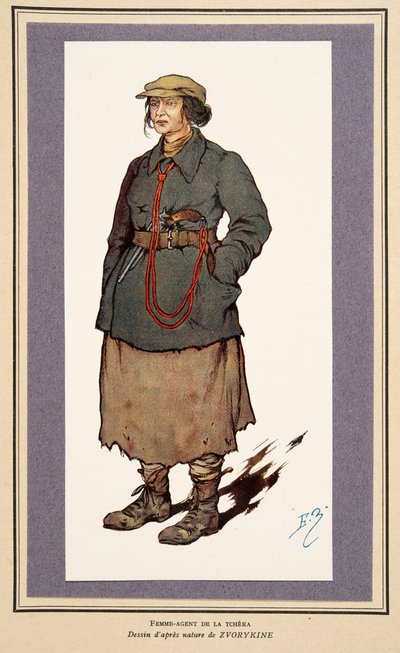 女性秘密工作員（Histoire des Soviets, pub.1922年（カラーリトグラフ 作： Boris Vasilievich Zvorykin