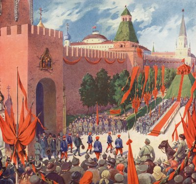 モスクワの第3回共産主義インターナショナルを記念したフェスティバル（カラーリトグラフ 作： Boris Vasilievich Zvorykin