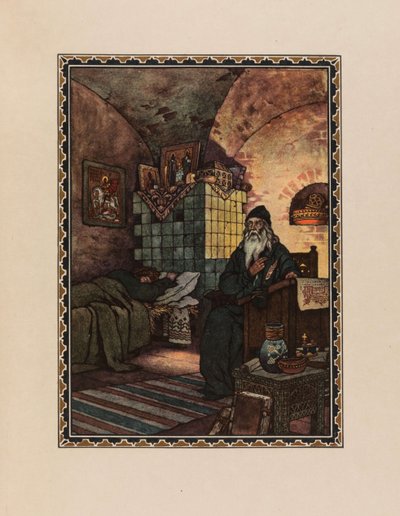 ピメン。 A.プーシキンによるドラマボリスゴドゥノフのイラスト、1927年。 作： Boris Vasilievich Zvorykin