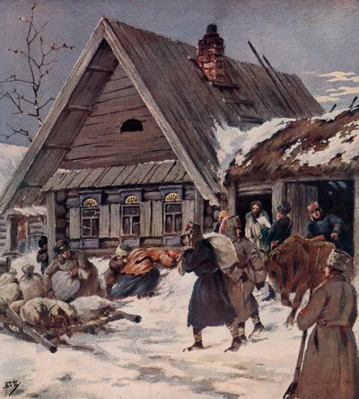 村で武装徴発を行う赤軍兵士（ロシア内戦 作： Boris Vasilievich Zvorykin