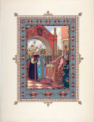美しきワシリサ（Vassilissa la tres Belle） - 童話「美しきワシリサ」の挿絵 par Zvorykin, Boris Vasilievich (1872-after 1935), c. 1925 - カラーリトグラフ, 27,3x20,5 - 個人蔵 作： Boris Vasilievich Zvorykin