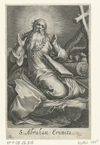 隠者としてのエデッサの聖アブラハム S. Abraham Eremita (オブジェクトのタイトル) 隠者（シリーズタイトル） Sacra eremvs ascetarvm (シリーズタイトル) 作： Boëtius Adamsz. Bolswert