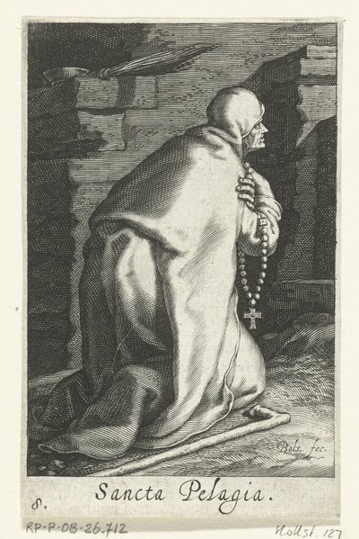 隠者としてのアンティオキアの聖ペラギア Sancta Pelagia (オブジェクトのタイトル) 隠者（シリーズタイトル） Sacra Eremus Ascetriarum (シリーズタイトル) 作： Boëtius Adamsz. Bolswert