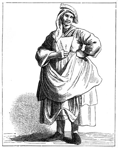 古い帽子を扱っている女性、1737-1742。 作： Bouchardon