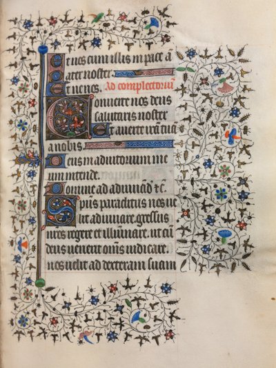 パリの時間の使用：装飾されたイニシャル、c。 1420年。 作： Boucicaut Master