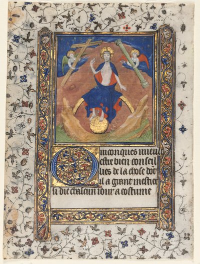 ブック・オブ・アワーズからの葉：裁きのキリスト、c。 1415年。 作： Boucicaut Master