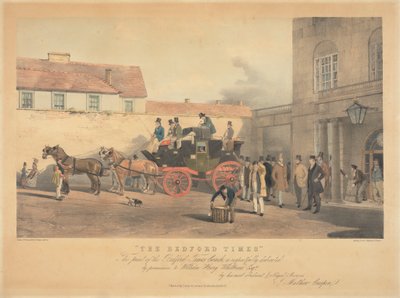 "The Bedford Times" / This print of the Bedford Times Coach, is respectfully dedicated / by permission, to William Henry Whitbread Esq