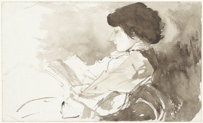 横顔で読書する女性 作： Bramine Hubrecht