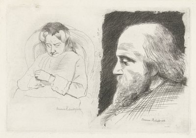 座っている女性と男性の肖像画 作： Bramine Hubrecht