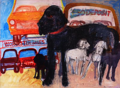 中古車のロット、レックスで犬 作： Brenda Brin Booker