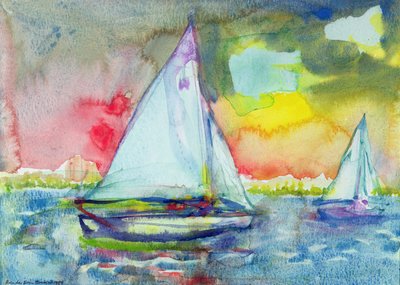 ヨットの夕方（紙にトイレ） 作： Brenda Brin Booker