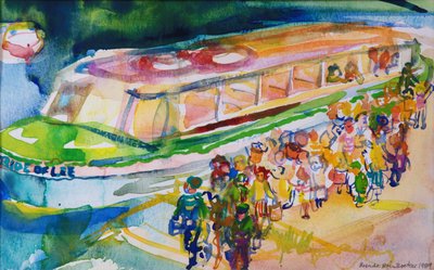 ボートトリップ、1989（紙にトイレ） 作： Brenda Brin Booker