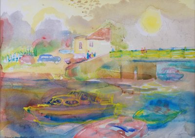 川沿いの村、1989（紙にトイレ） 作： Brenda Brin Booker