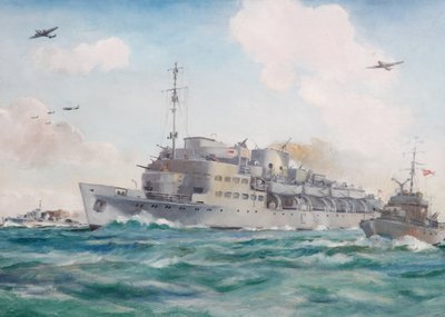 HMSプリンスアルバート、1942年8月19日、第4指揮官を乗せてディエップに向かう途中 作： Brian Joseph Mullen