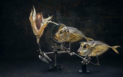 奇妙な魚の静物画 作： 