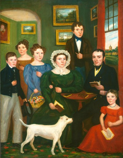 テリアと未知の家族の肖像 作： British 19th Century