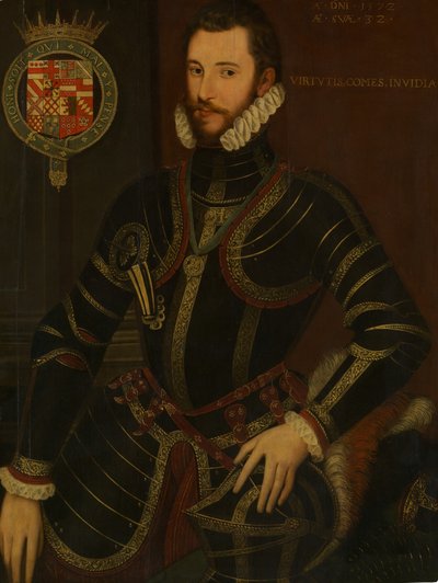 ウォルター・デブロー1539-1576（第一次エセックス伯爵）の肖像（1572年）。 作： British Painter.