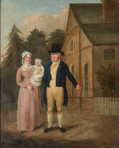 ジャスパー・ライルズと家族のグループの肖像画（キャンバスに油彩） 作： British School