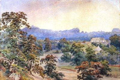 渓谷のホームステッド（水彩画） 作： British School