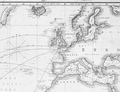 イングランドから南下し、世界一周する船の航路を示す一般的な海図（詳細） 作： British School