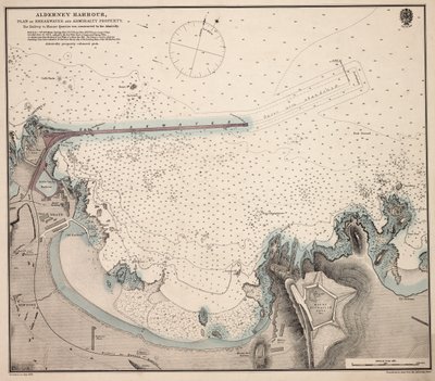 オルダニー港、防波堤と提督所有地の平面図 作： British School