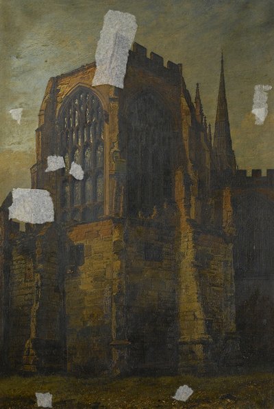 1885年以前のコベントリー、セント・マイケルズの東端（キャンバスに油彩） 作： British School