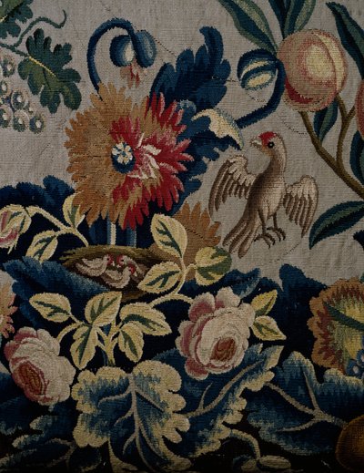 花模様、ジョージ1世様式ソファの張地の細部、1725年頃、イギリス 作： British School