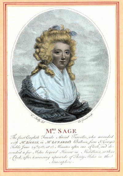 Laetitia Sage（イギリス人女性初の航空飛行士、18世紀後半 作： British School