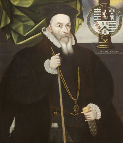 Lord Burleigh, Lord High Treasurer（バーレイ卿）。 作： British School
