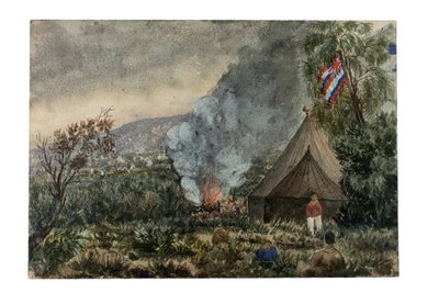 マウナケア火山、ハワイ、1859 年 3 月 (紙に水彩) 作： British School