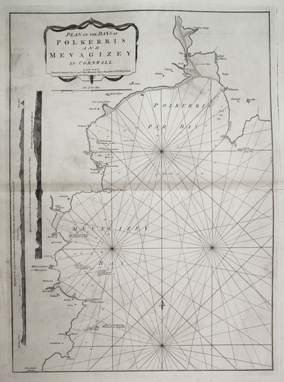 コーンウォールのポルケリス湾とメバギジー湾の平面図 作： British School