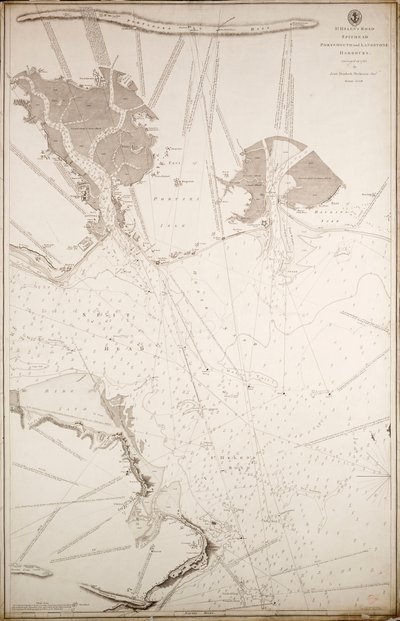 セント・ヘレン・ロード、スピットヘッド、ポーツマス港、ラングストン港。1783年、マードック・マッケンジー・ジュニア中尉が測量。 作： British School