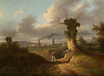 The Old Glass Works、Nailsea、1810年頃（キャンバスに油彩） 作： British School