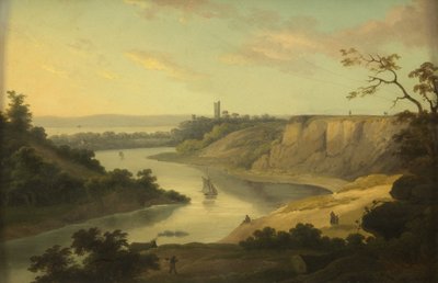 エイボンの眺め、c。 1800-10 (パネルに油彩) 作： British School