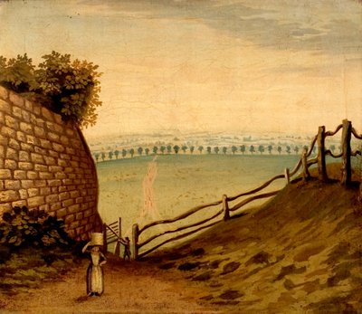 ノッティンガムパークを横切るレントンへの小道の眺め、1795年 作： British School
